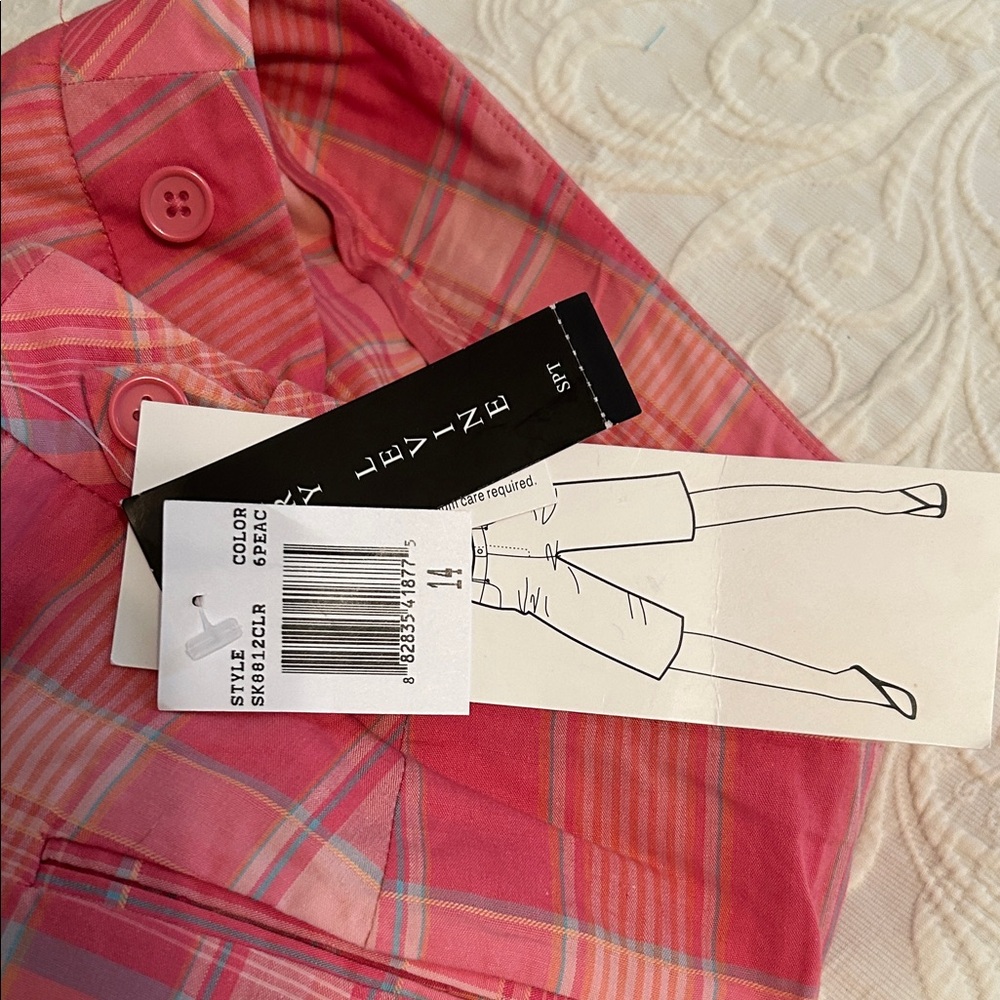 Larry Levine Pink Plaid Bermuda Shorts - Picture 6 of 6